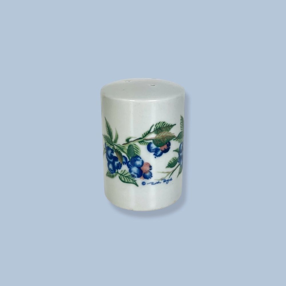 Vintage Otagiri Japan White and Blue Ceramic Blueberry Shaker